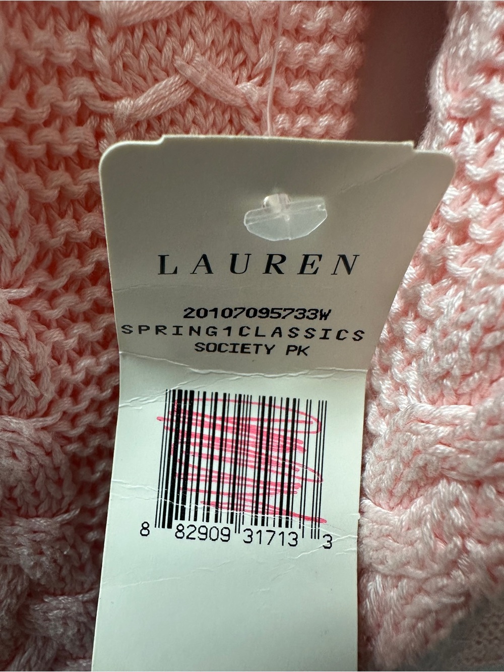 Lauren Ralph Lauren Light Pink Cable-Knit Crewneck Sweater - Picture 4 of 7